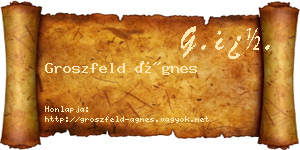 Groszfeld Ágnes névjegykártya